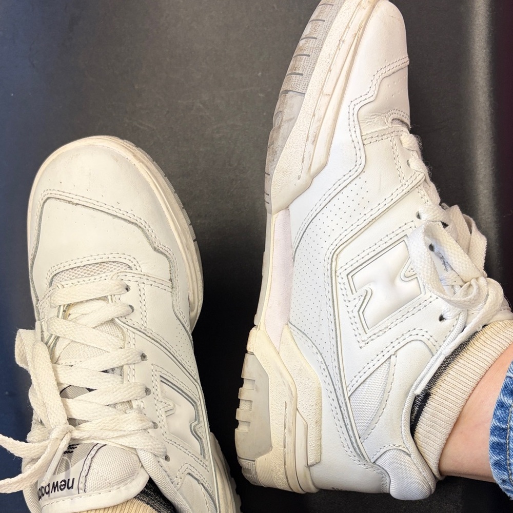 New Balance White Leather Athletic Sneakers unisex